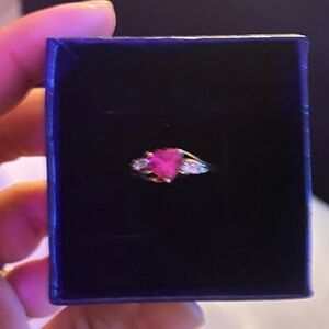 Heart-Shaped Pink Gemstone Ring
